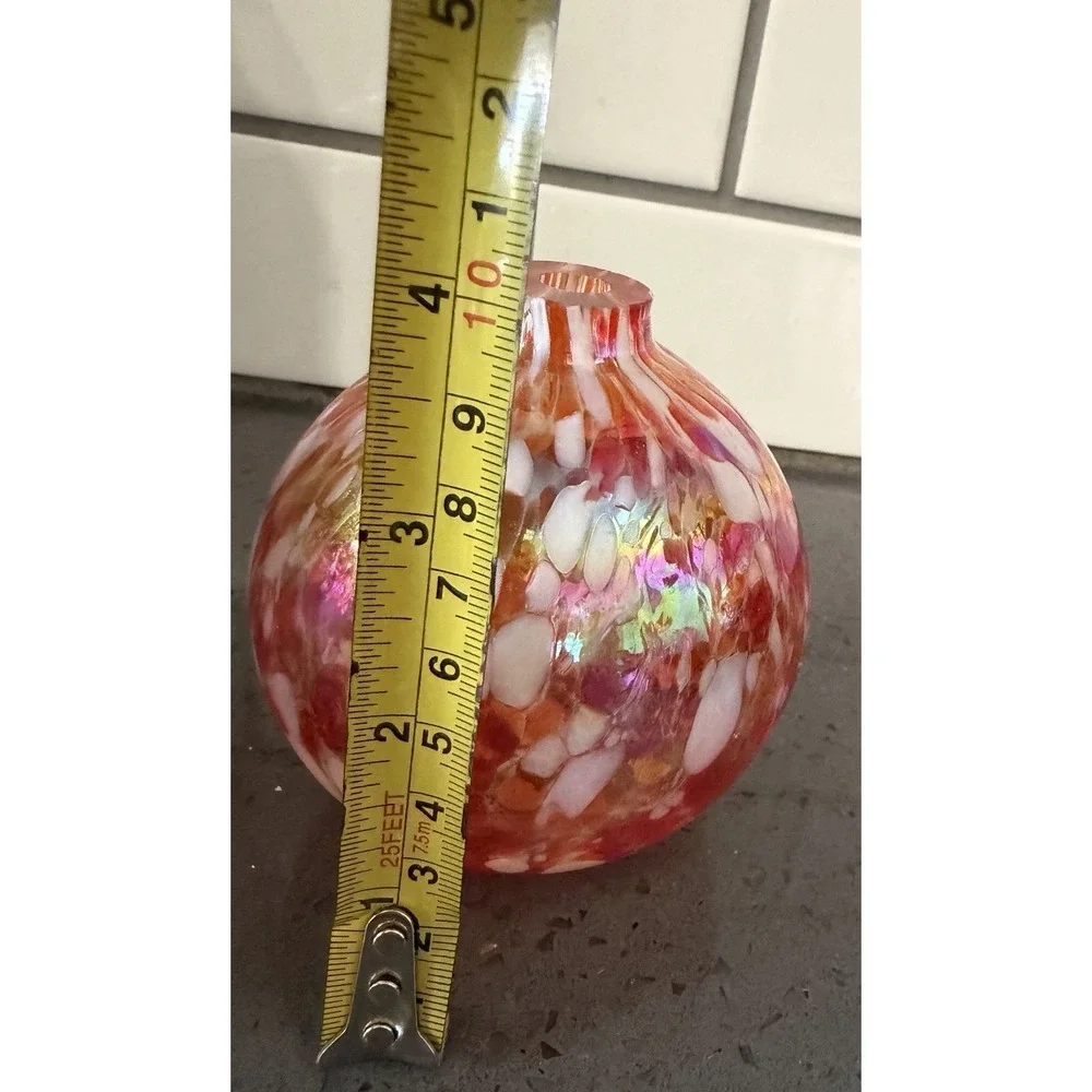 Pottery Barn Hand Blown Art Glass Oil Candle Lamp Round Orange Purple Green 3pc‎